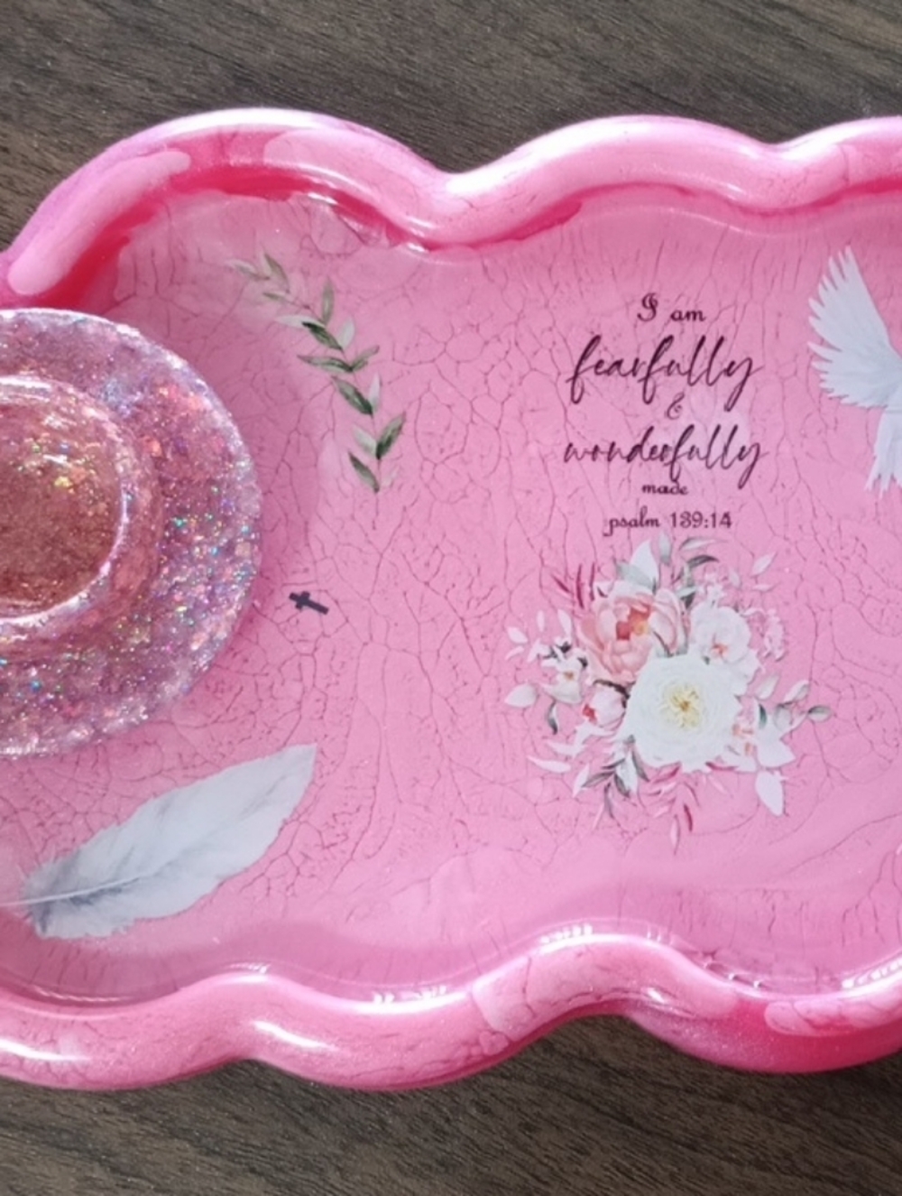 Pink Floral Decorative Bath & Body Tray